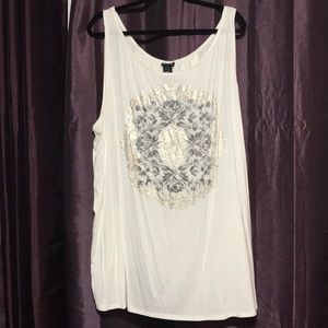 Metallic rose graphic tank